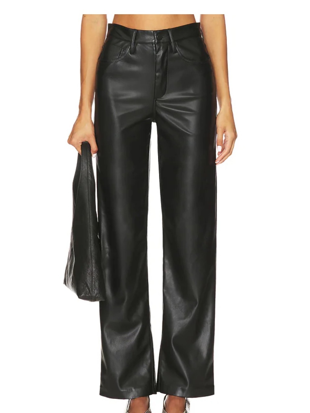 Joe's Jeans Black Faux Leather Wide-Leg Pants